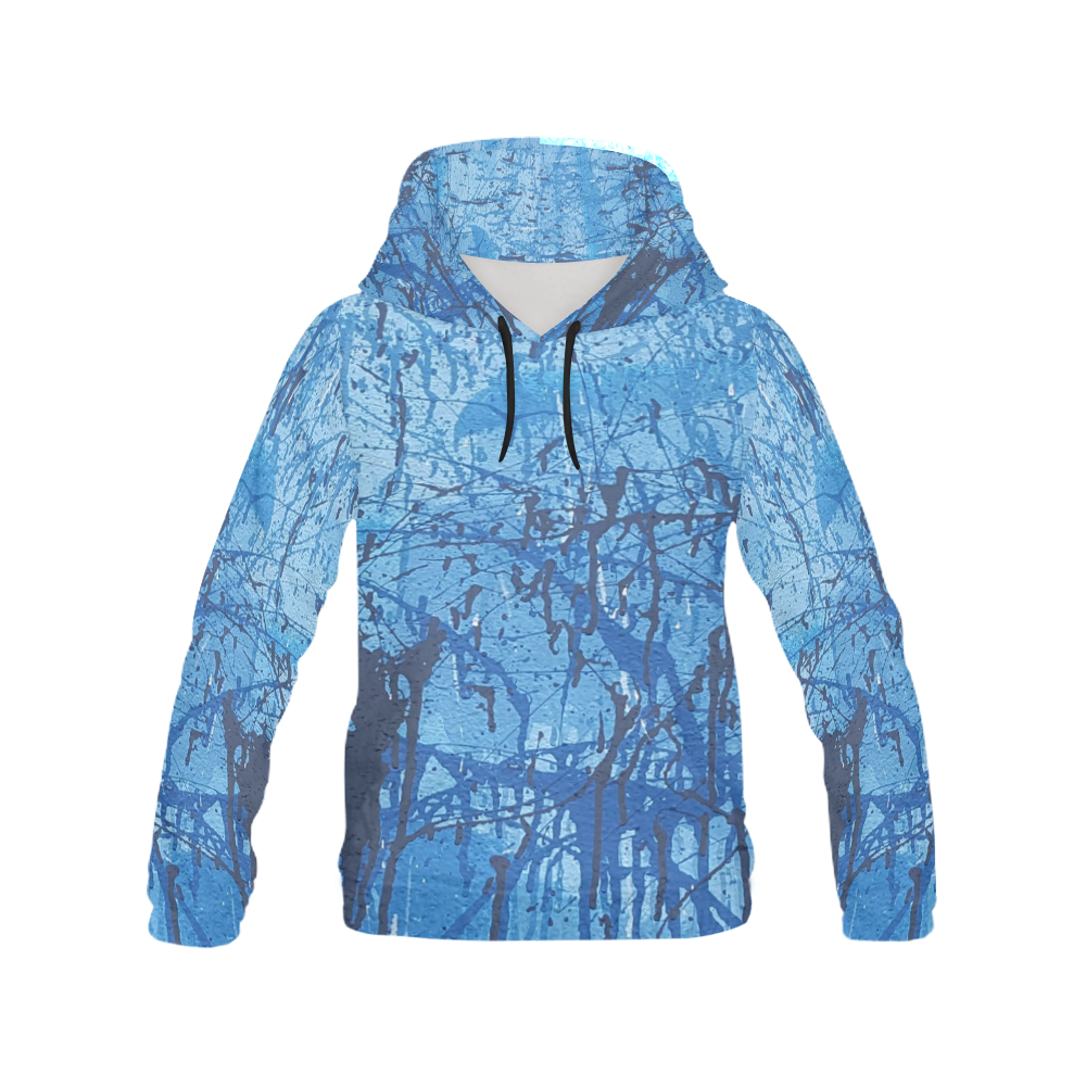 Blue splatters All Over Print Hoodie for Women (USA Size) (Model H13)
