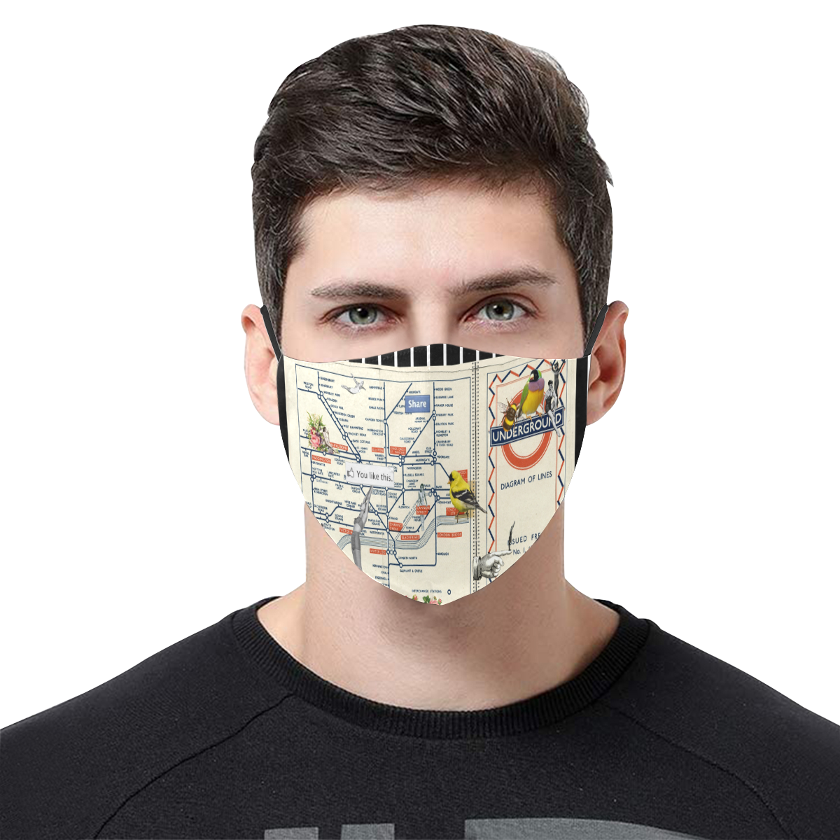Underground 3D Mouth Mask with Drawstring (Pack of 3) (Model M04)