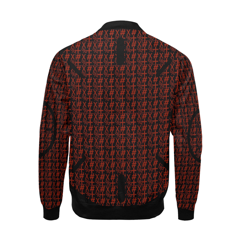 NUMBERS Collection Symbols Circle + x Black/Red All Over Print Bomber Jacket for Men (Model H19)