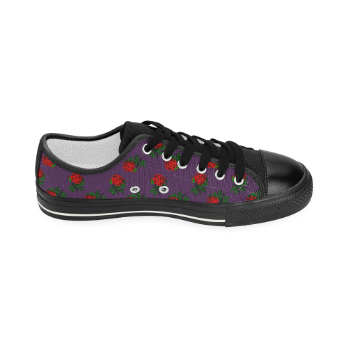 red roses purple Women's Classic Canvas Shoes (Model 018)