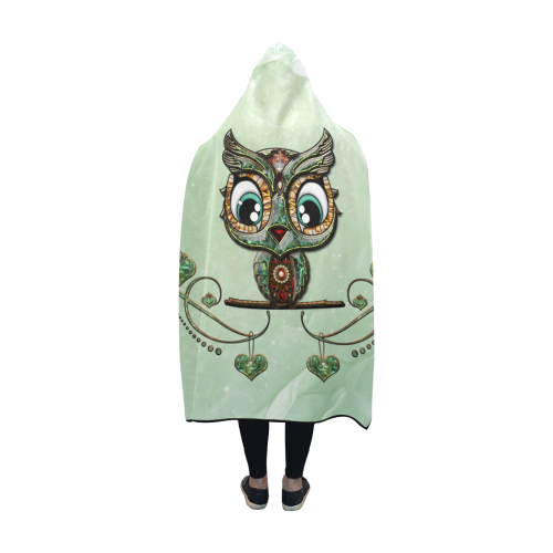 Cute little owl, diamonds Hooded Blanket 60''x50''