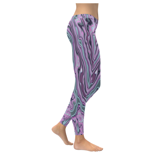 Purple marble Women's Low Rise Leggings (Invisible Stitch) (Model L05)