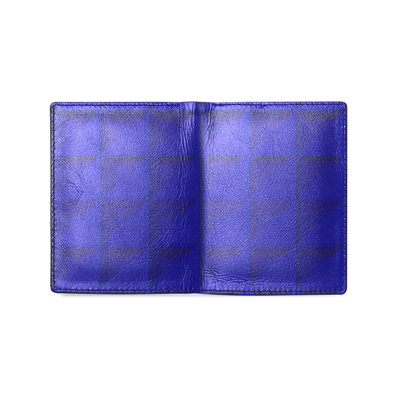Royal blue multicolored multiple squares Men's Leather Wallet (Model 1612)