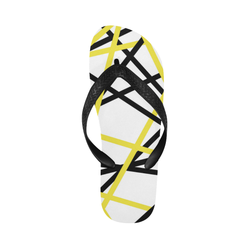 Black and yellow stripes Flip Flops for Men/Women (Model 040)