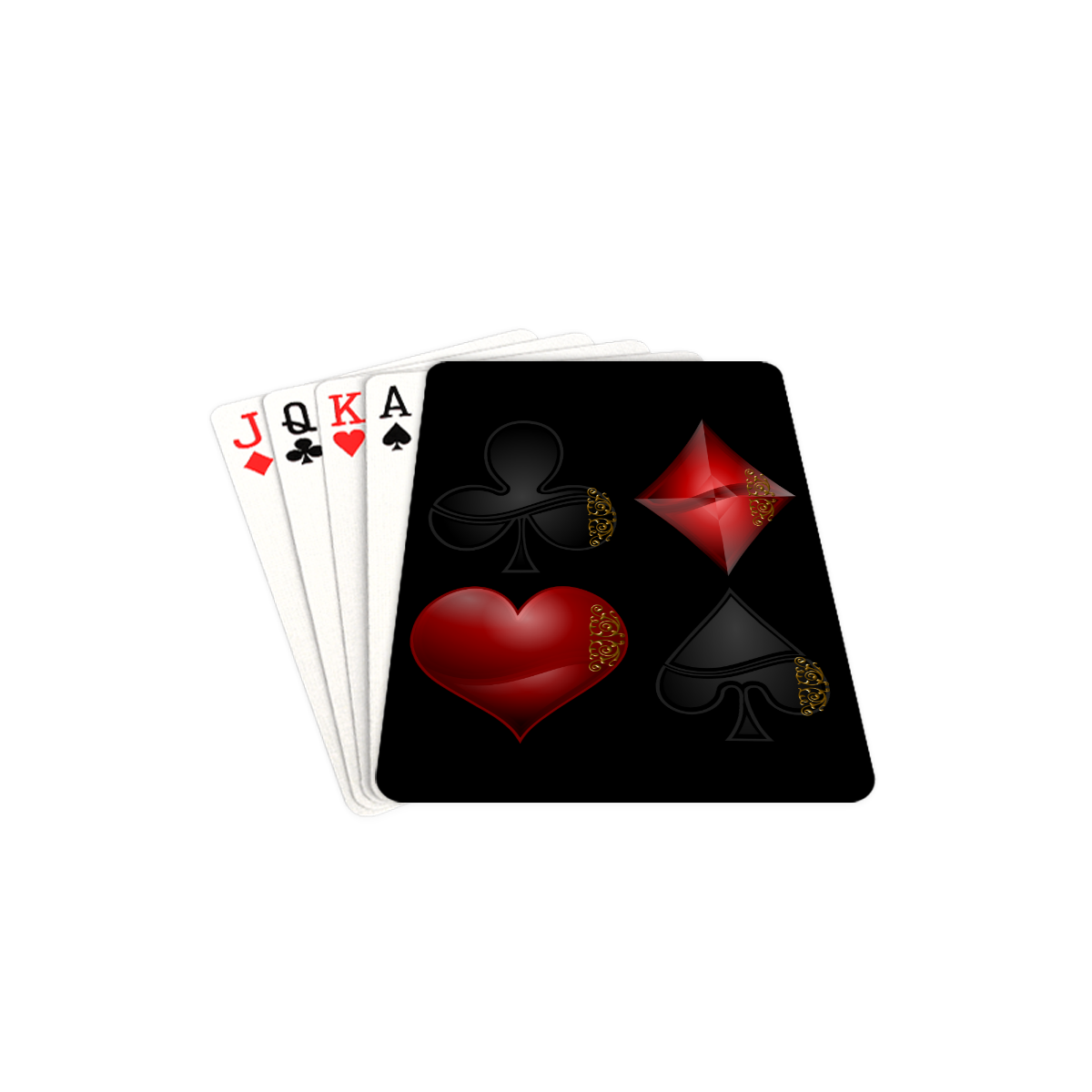 Las Vegas Black and Red Casino Poker Card Shapes on Black Playing Cards 2.5"x3.5"
