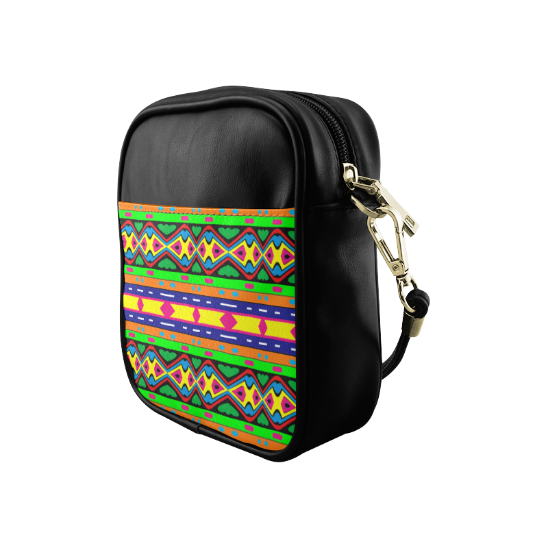 Distorted colorful shapes and stripes Sling Bag (Model 1627)