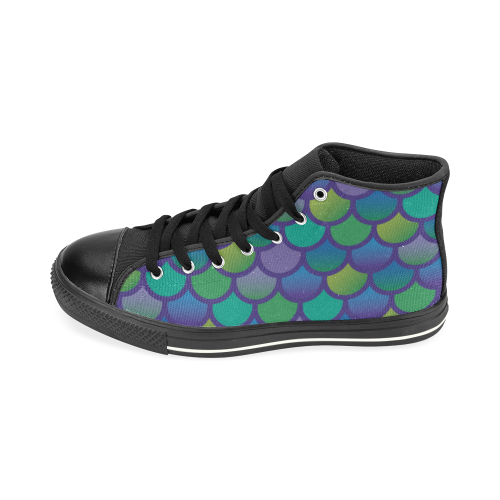 Mermaid SCALES multiCOLOR High Top Canvas Shoes for Kid (Model 017)