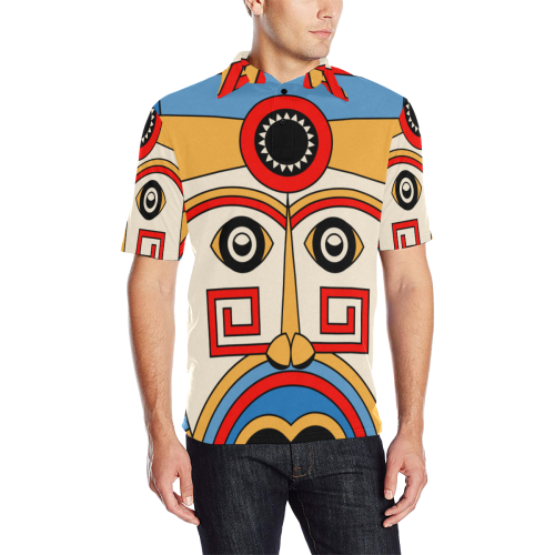 Aztec Religion Tribal Men's All Over Print Polo Shirt (Model T55)