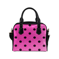 Pink Metallic Ladybug Polka Dots Design Shoulder Handbag (Model 1634)