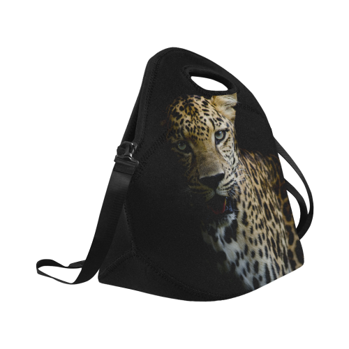 close up Leopard Portrait Neoprene Lunch Bag/Large (Model 1669)