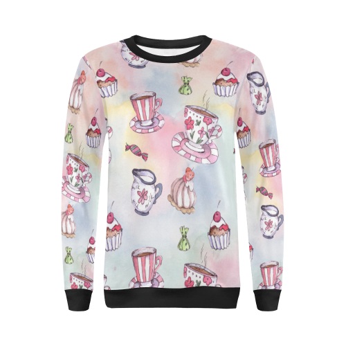 Coffee and sweeets All Over Print Crewneck Sweatshirt for Women (Model H18)