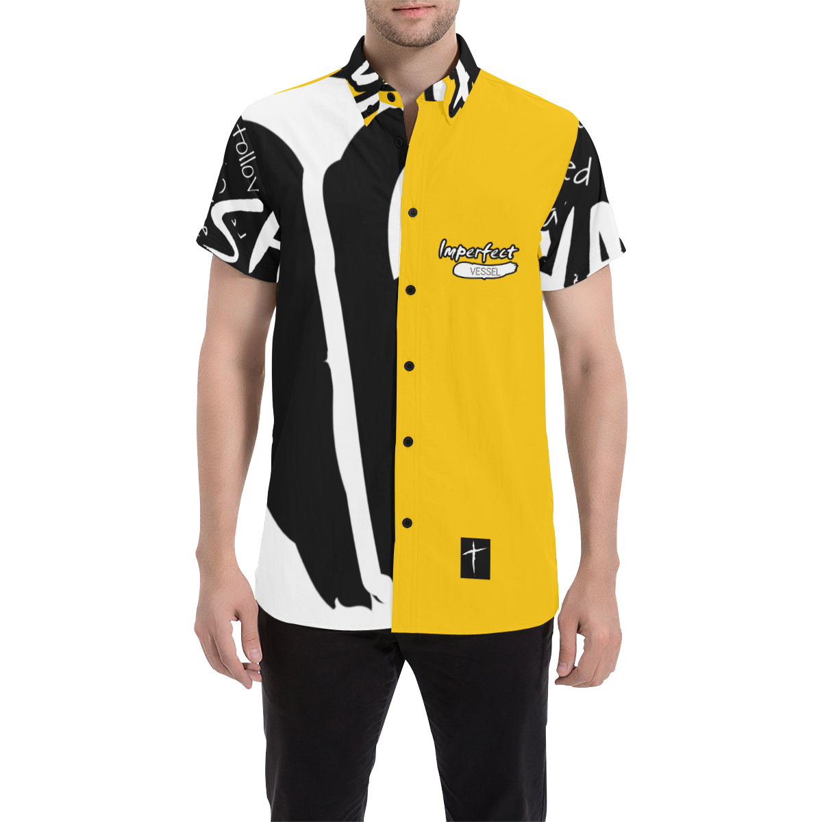 Yellow Men's All Over Print Short Sleeve Shirt (Model T53)