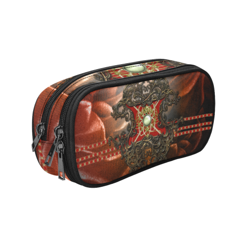 Red floral design Pencil Pouch/Large (Model 1680)