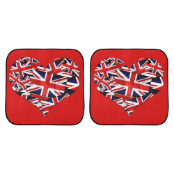 Union Jack British UK Flag Heart Red Car Sun Shade 28"x28"x2pcs