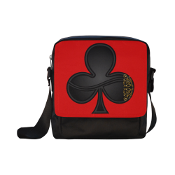 Club Symbol Las Vegas Casino Poker Card Shape on Red Crossbody Nylon Bags (Model 1633)
