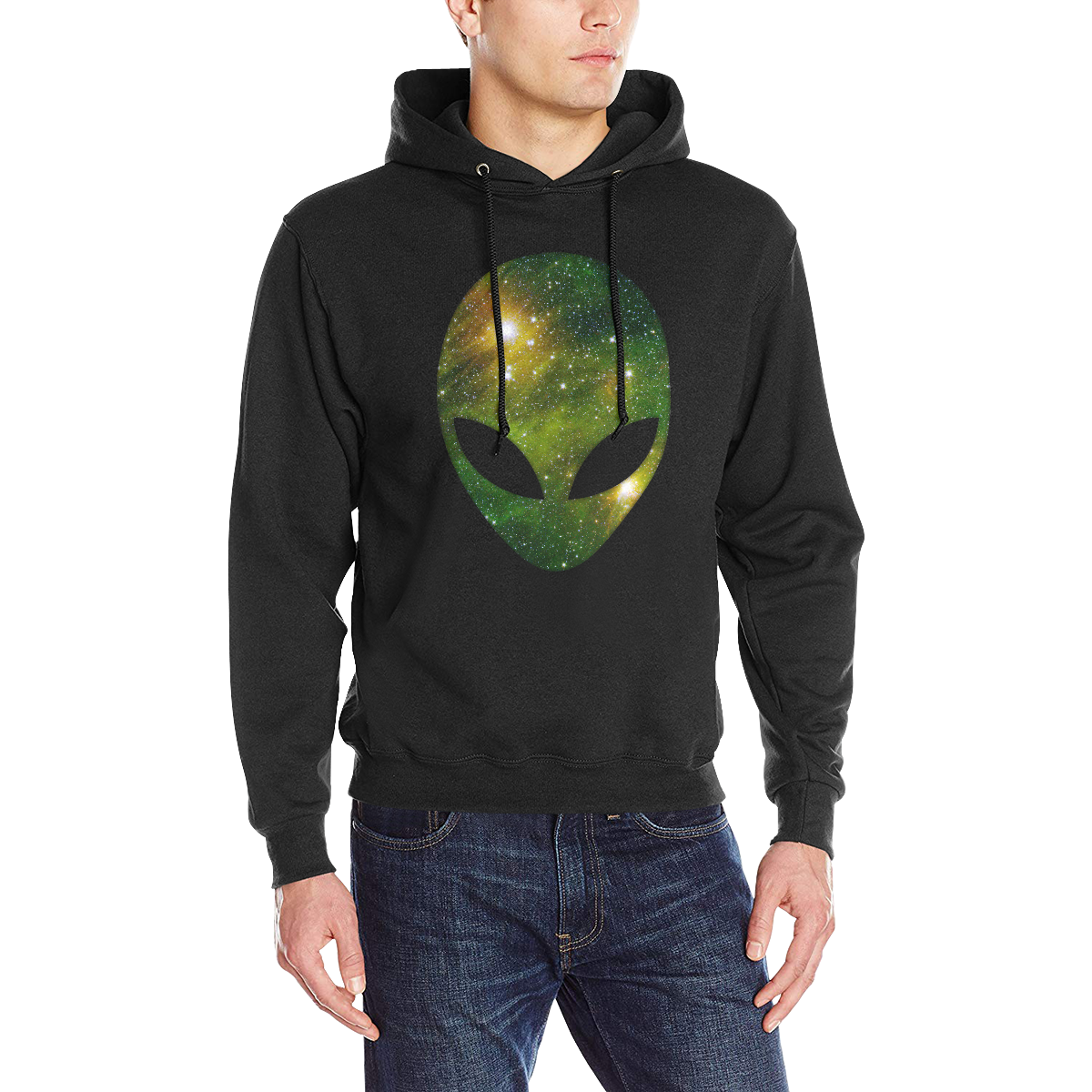 Cosmic Alien - Galaxy - Stars Men's Classic Hoodie (Model H17)