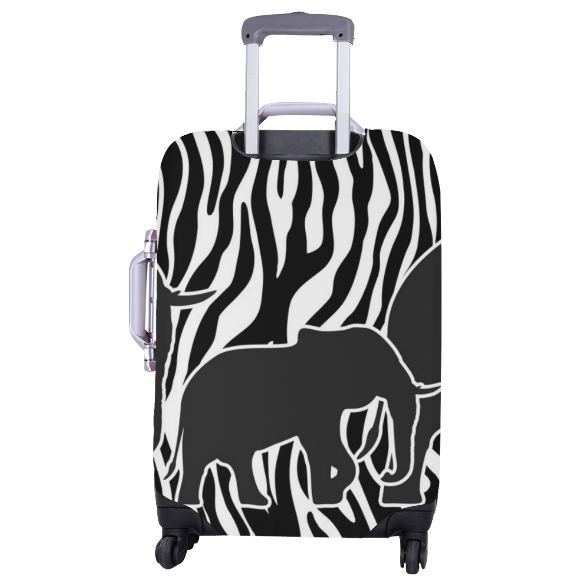 ELEPHANTS to ZEBRA stripes black & white Luggage Cover/Large 26"-28"