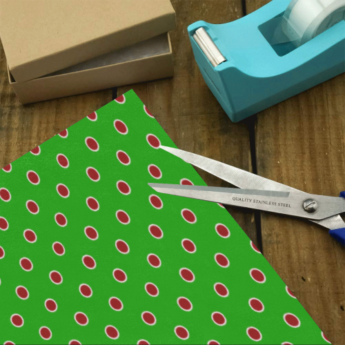 Red Polka Dots on Green Gift Wrapping Paper 58"x 23" (5 Rolls)