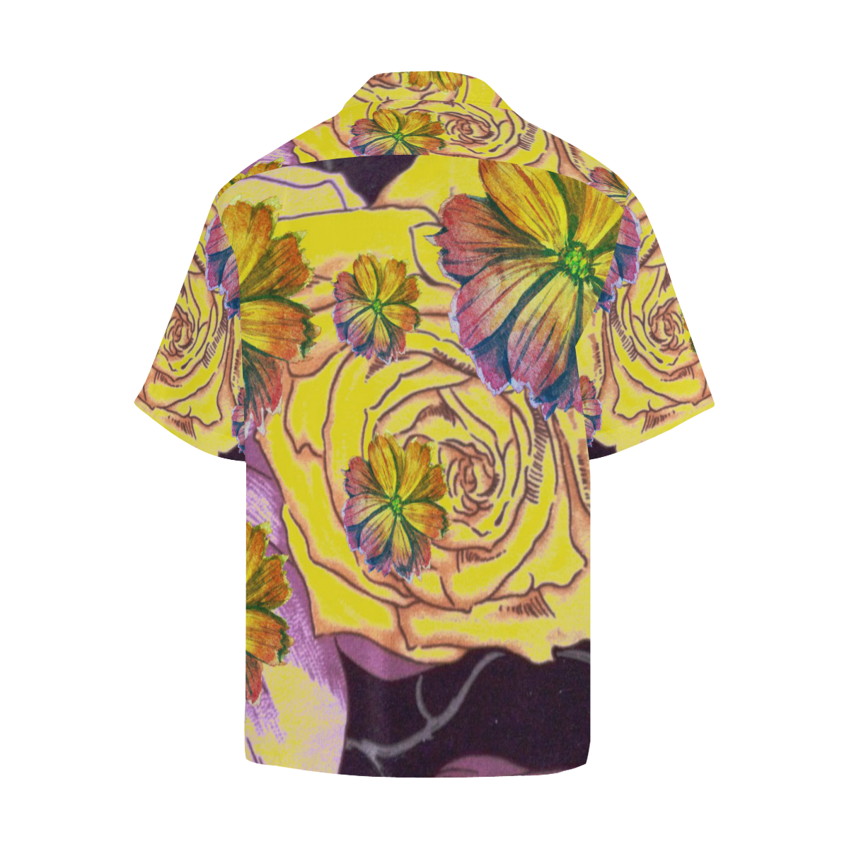 Watercolor Flowers Yellow Purple Green Hawaiian Shirt (Model T58)