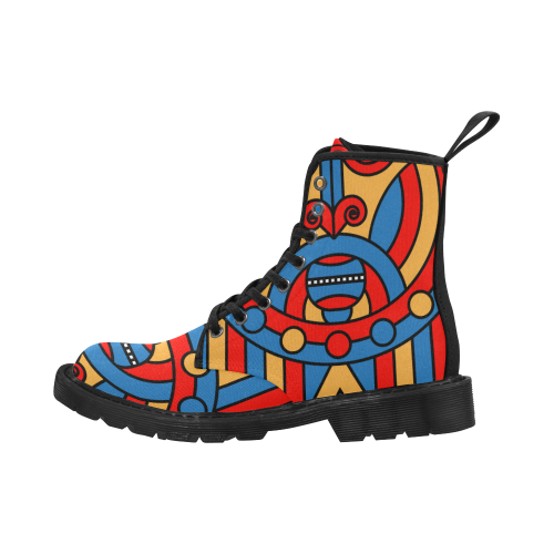 Aztec Maasai Lion Tribal Martin Boots for Women (Black) (Model 1203H)