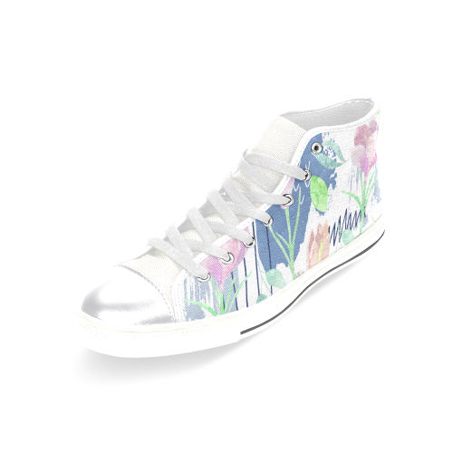Flower pattern c Women's Classic High Top Canvas Shoes (Model 017)
