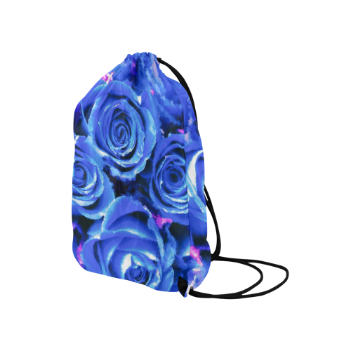 roses are blue Medium Drawstring Bag Model 1604 (Twin Sides) 13.8"(W) * 18.1"(H)