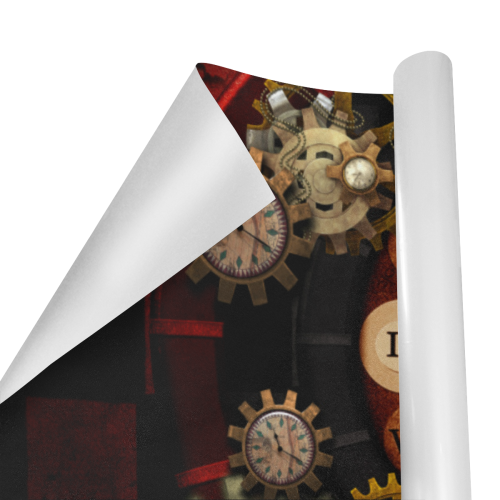 Steampunk, wonderful clockwork Gift Wrapping Paper 58"x 23" (3 Rolls)