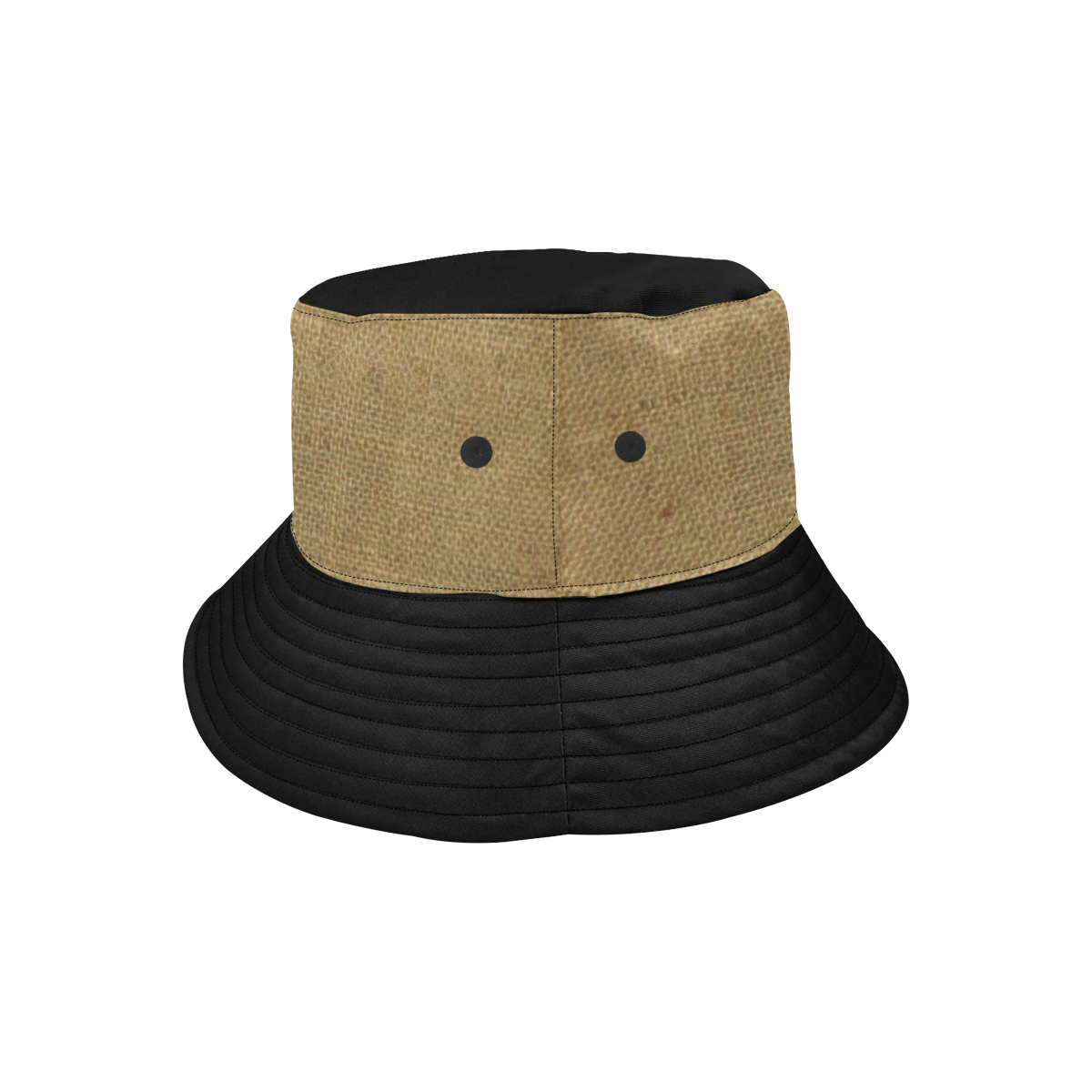 Burlap Coffee Sack Grunge Knit Look in black All Over Print Bucket Hat