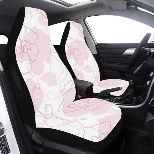 Peonies Cover, Pink Flowers Car Seat Cover Airbag Compatible (Set of 2)