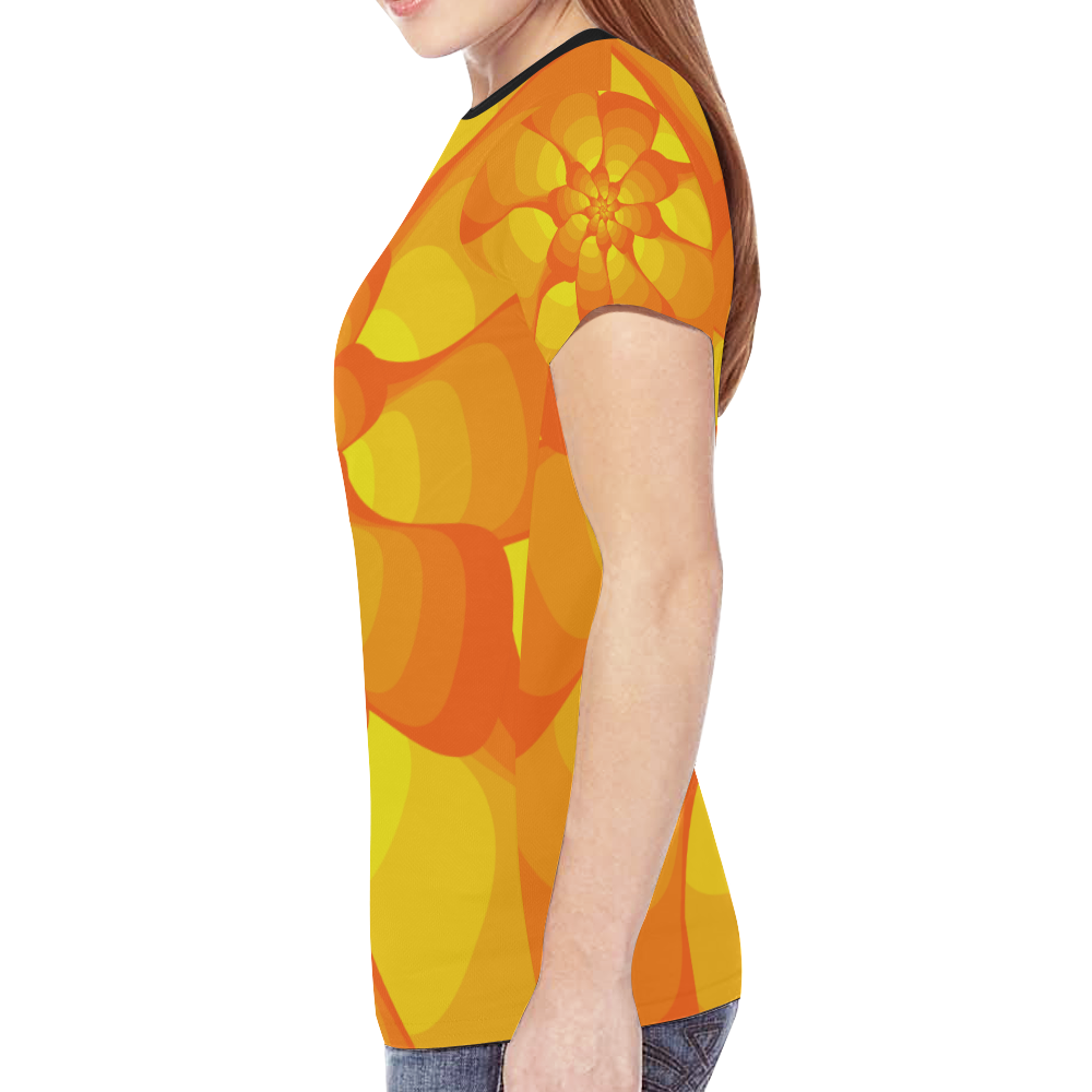 Orange yellow flower New All Over Print T-shirt for Women (Model T45)
