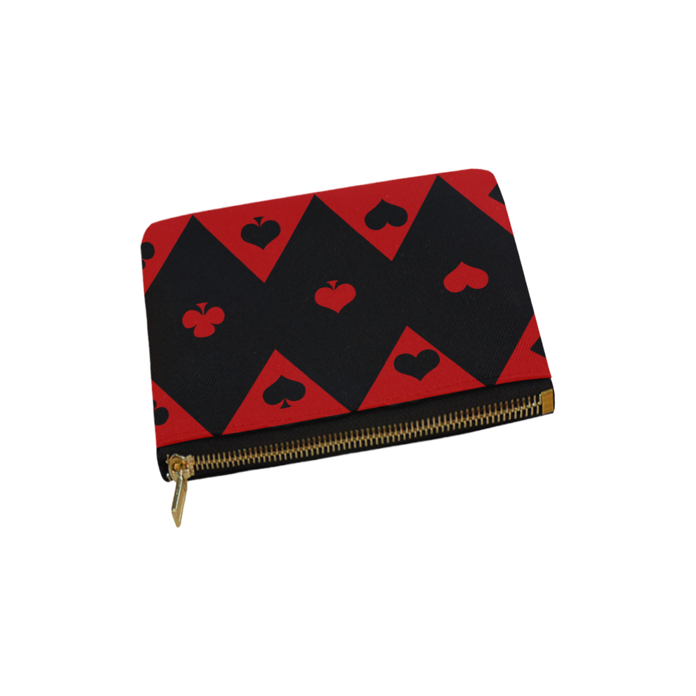 Las Vegas Black Red Play Card Shapes Carry-All Pouch 6''x5''