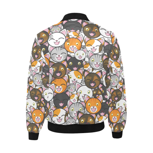 Funny Cats All Over All Over Print Quilted Bomber Jacket for Men (Model H33)