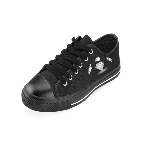 MEN CANVAS SHOES BLACK Men's Classic Canvas Shoes/Large Size (Model 018)