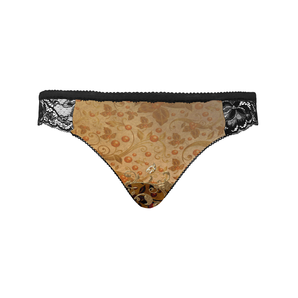 Wonderful decorative floral design Women's Lace Panty (Model L41)