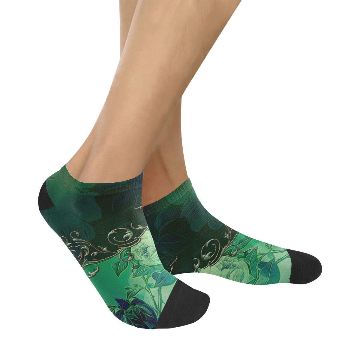 Green floral design Women's Ankle Socks