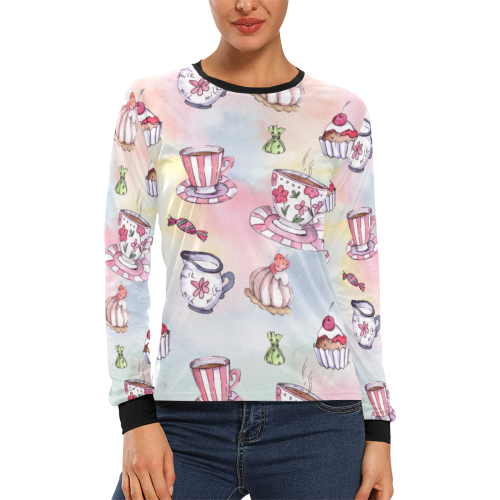 Coffee and sweeets Women's All Over Print Long Sleeve T-shirt (Model T51)