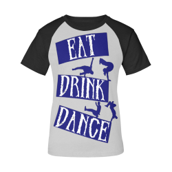 Break Dancing Blue on Silver Women's Raglan T-Shirt/Front Printing (Model T62)