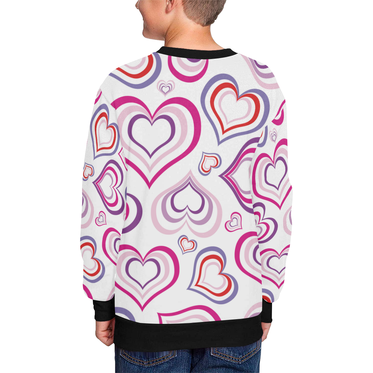 HEARTS PINK PURPLE Kids' All Over Print Sweatshirt (Model H37)