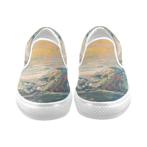 Mountains painting Men's Unusual Slip-on Canvas Shoes (Model 019)