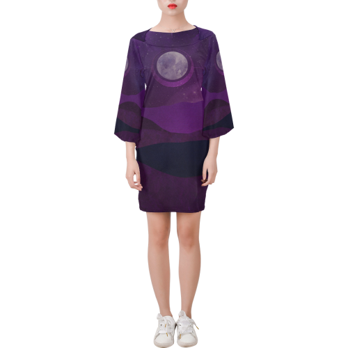 Purple Moon Night Bell Sleeve Dress (Model D52)