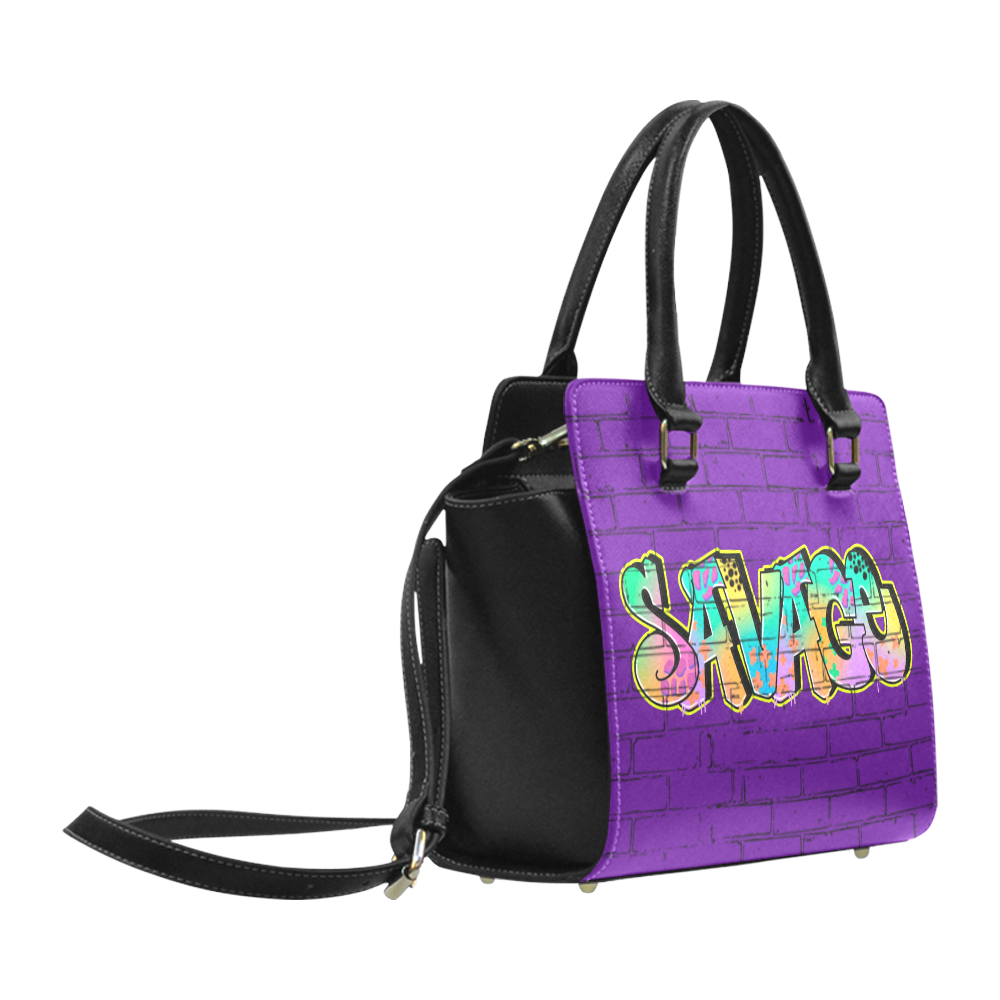 Savage Graffiti Brick Purple Classic Shoulder Handbag (Model 1653)