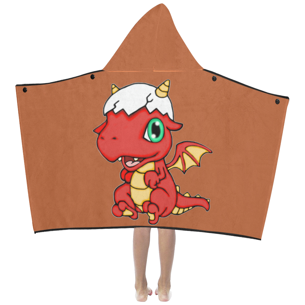 Baby Red Dragon Rust Kids' Hooded Bath Towels