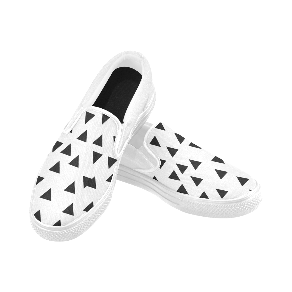 DESIGN SHOES B-WHITE Women's Unusual Slip-on Canvas Shoes (Model 019)