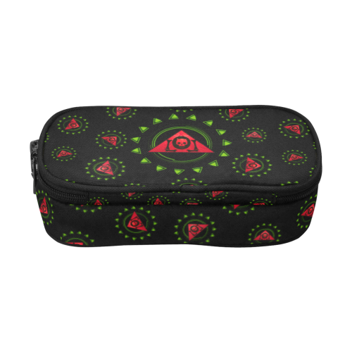 The Lowest of Low Trinagle Skull Roses Pencil Pouch/Large (Model 1680)