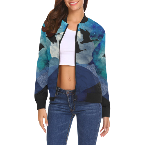 Night In The Mountains All Over Print Bomber Jacket for Women (Model H19)
