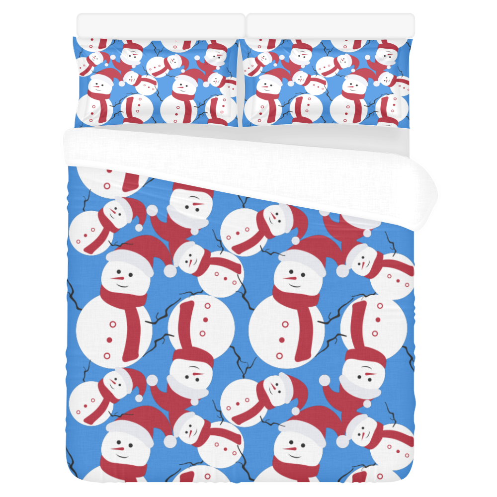 Snowman CHRISTMAS BLUE 3-Piece Bedding Set