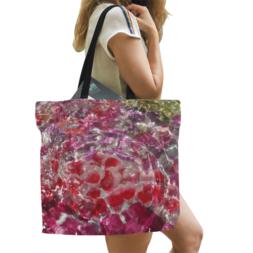 Pink Petals All Over Print Canvas Tote Bag/Large (Model 1699)