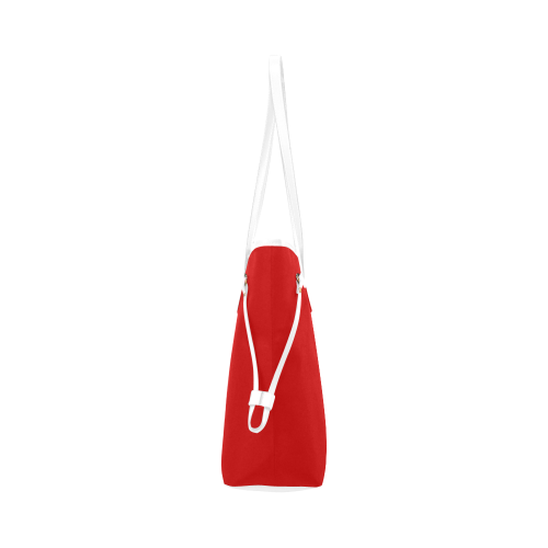 basic red with white handle / strap Clover Canvas Tote Bag (Model 1661)