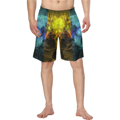 Yellow and Blue Sparkling Rose Men's Swim Trunk/Large Size (Model L21)