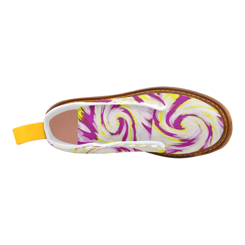 Pink Yellow Tie Dye Swirl Abstract Martin Boots For Women Model 1203H